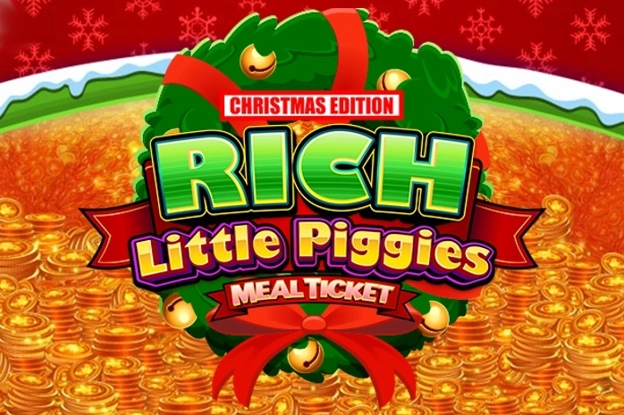 Game image: Rich Little Piggies Meal Ticket Christmas Edition by Light & Wonder