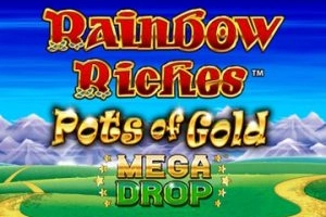 Game image: Rainbow Riches Pots of Gold Mega Drop by Light & Wonder