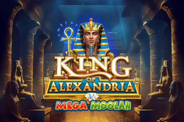 Game image: King of Alexandria Mega Moolah by Neon Valley Studios